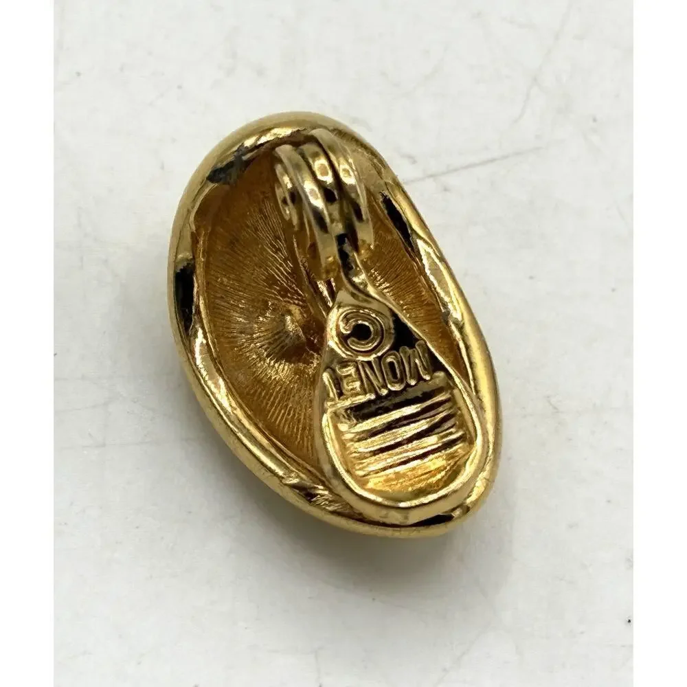 Monet Vintage Gold Tone High Polish Dome Clip Earrings 3/4”